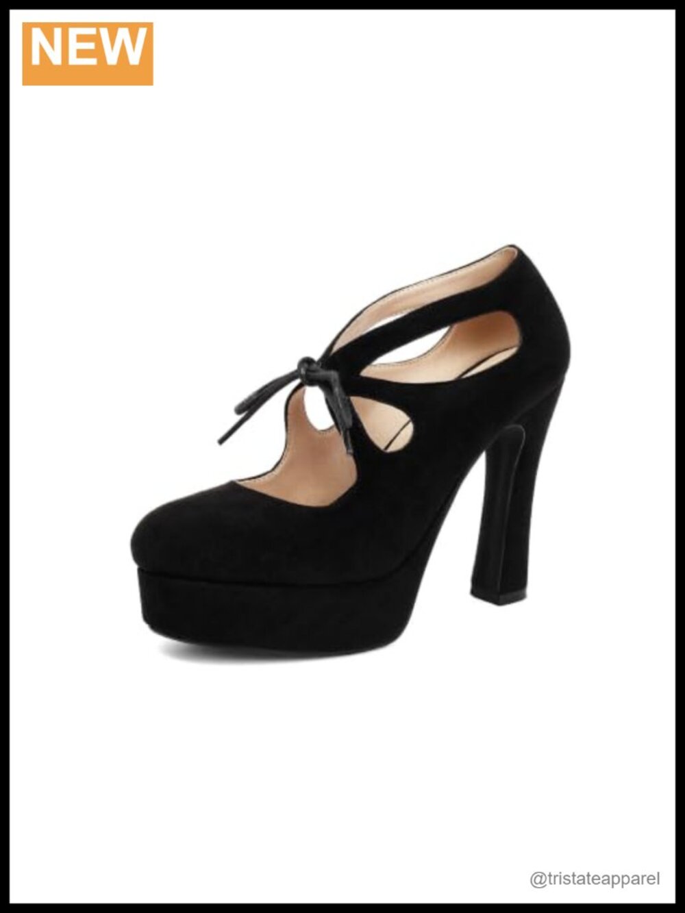 Suede Platform Mary Jane Pumps Lace Up Block High Heel Vintage Shoes